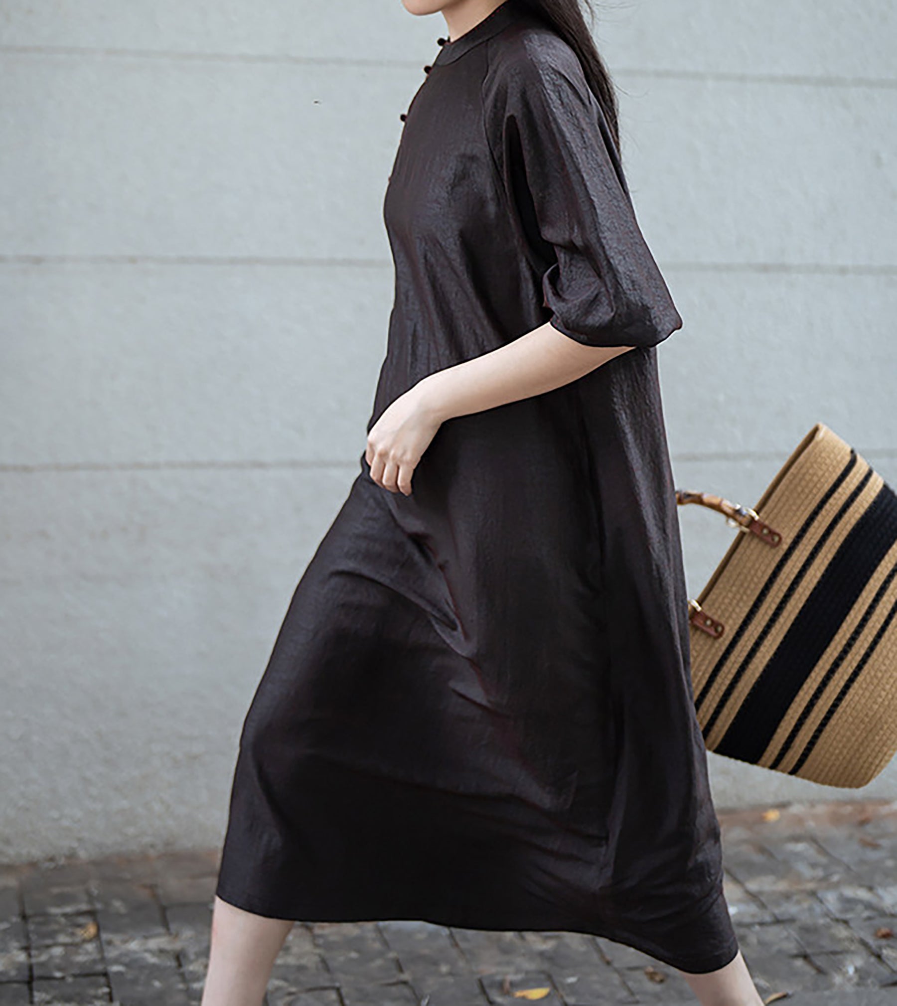 edoa Cracked Mud Silk Full Dress