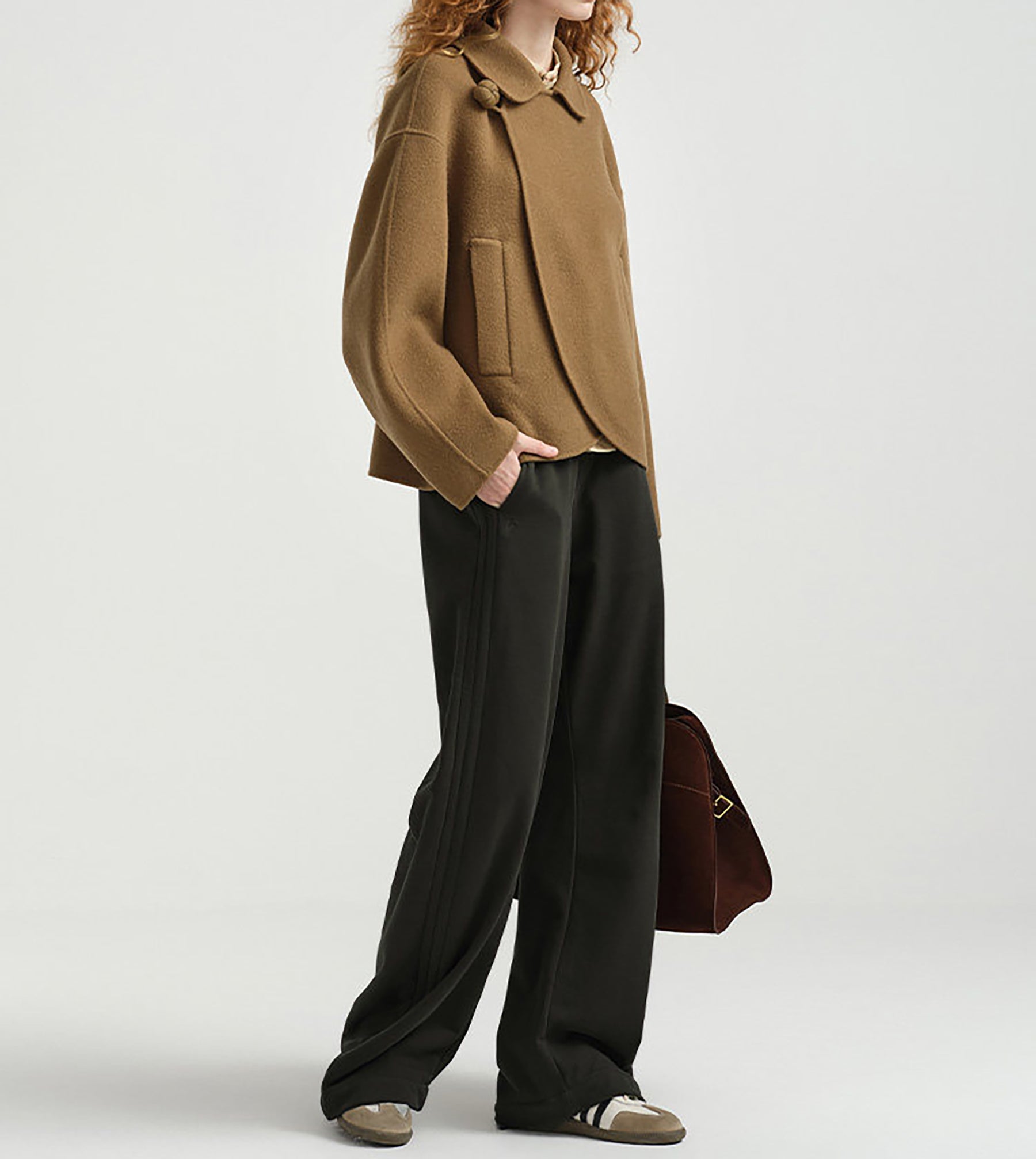edoa New Chinese Style Double-faced Wool Peacoat
