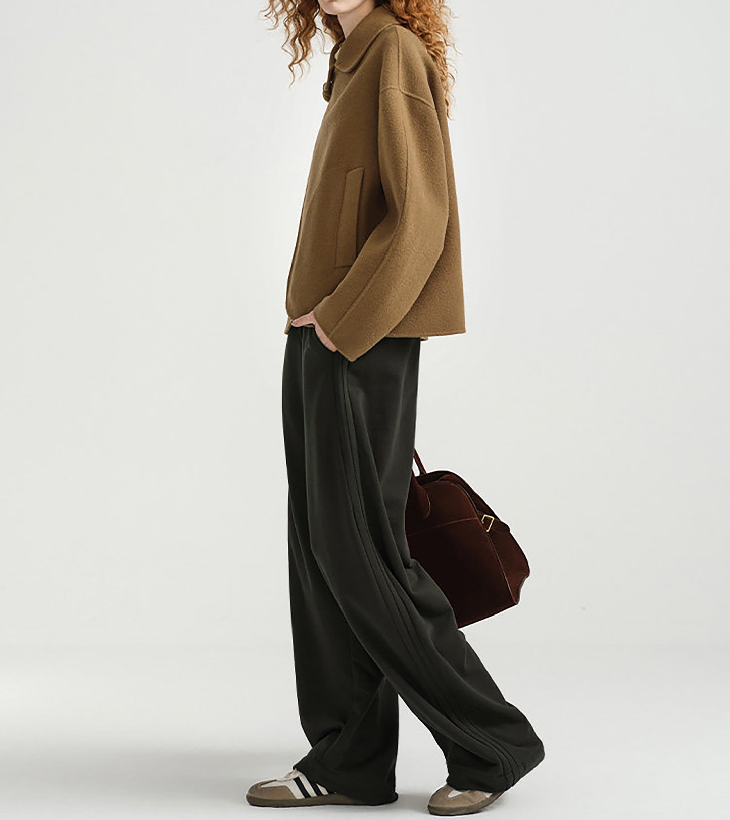 edoa New Chinese Style Double-faced Wool Peacoat