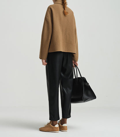 edoa New Chinese Style Double-faced Wool Peacoat