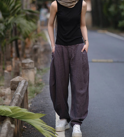 edoa Loose Fitting Tapered Linen Pants