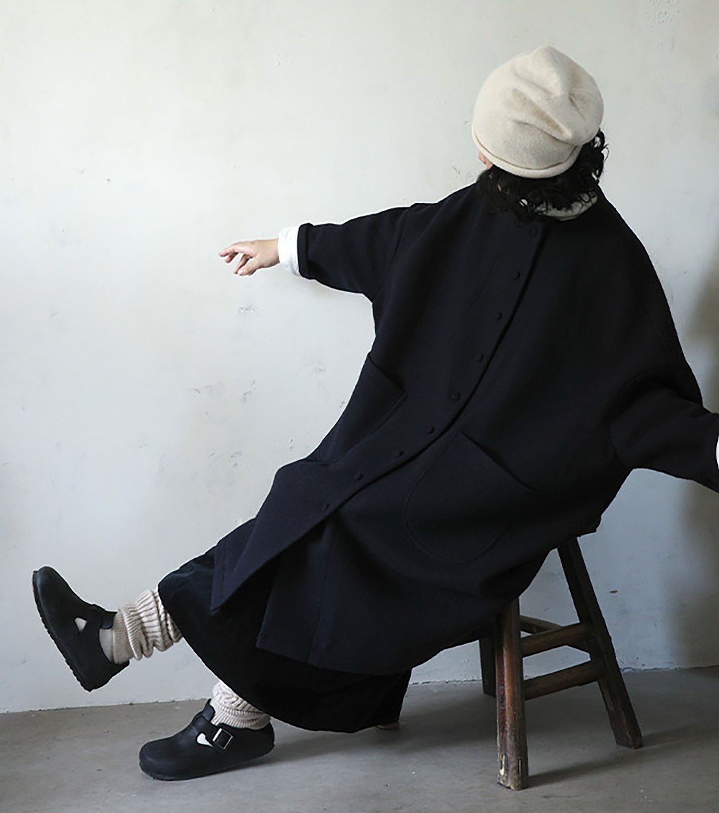 edoa Winter Boiled Wool Oversized Coat