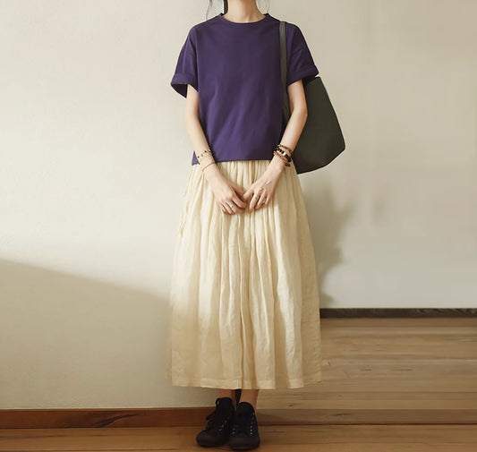 edoa Ramie Pleated Summer Skirt