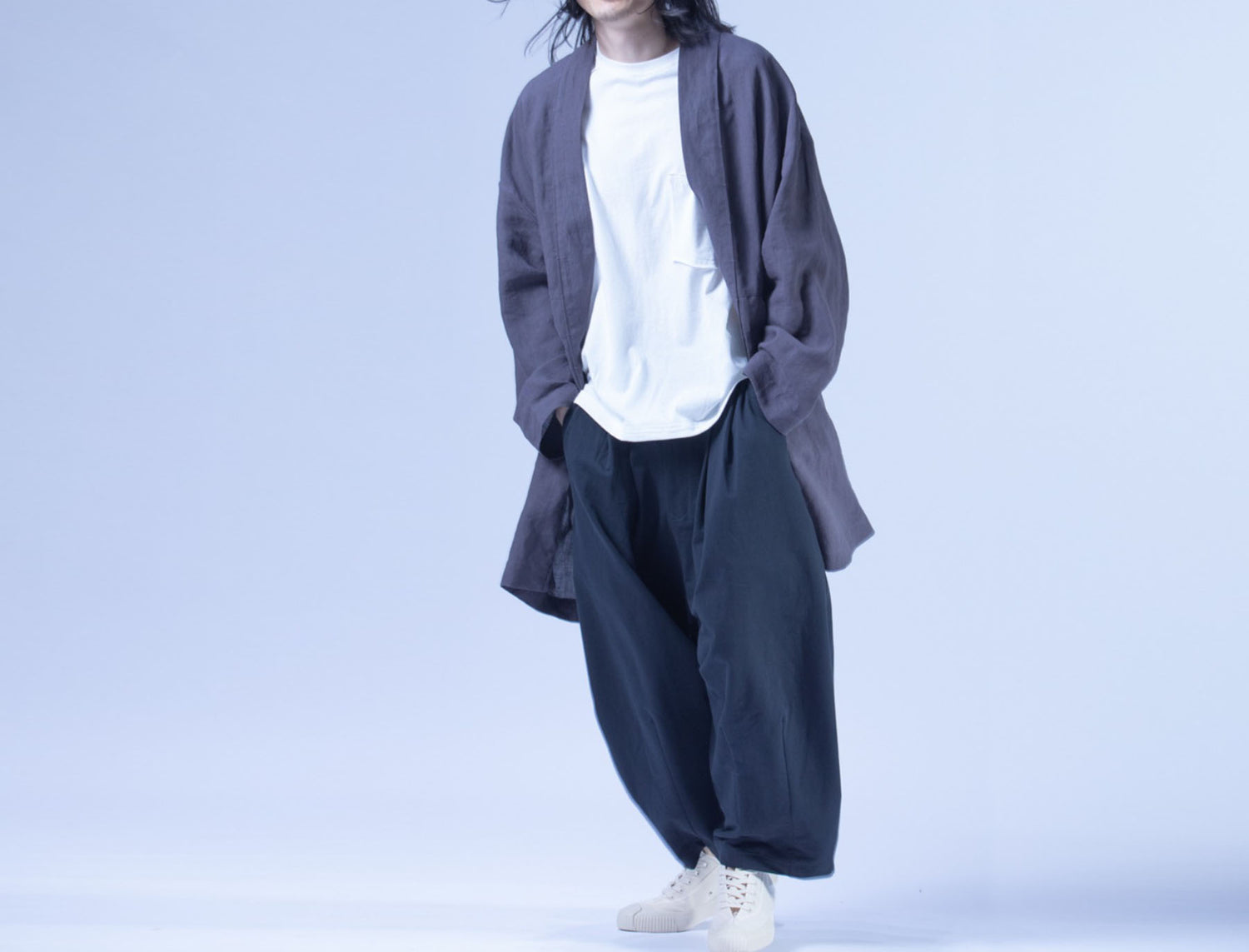 edpa Simplicity Gray Washed Ramie Kimono Jacket