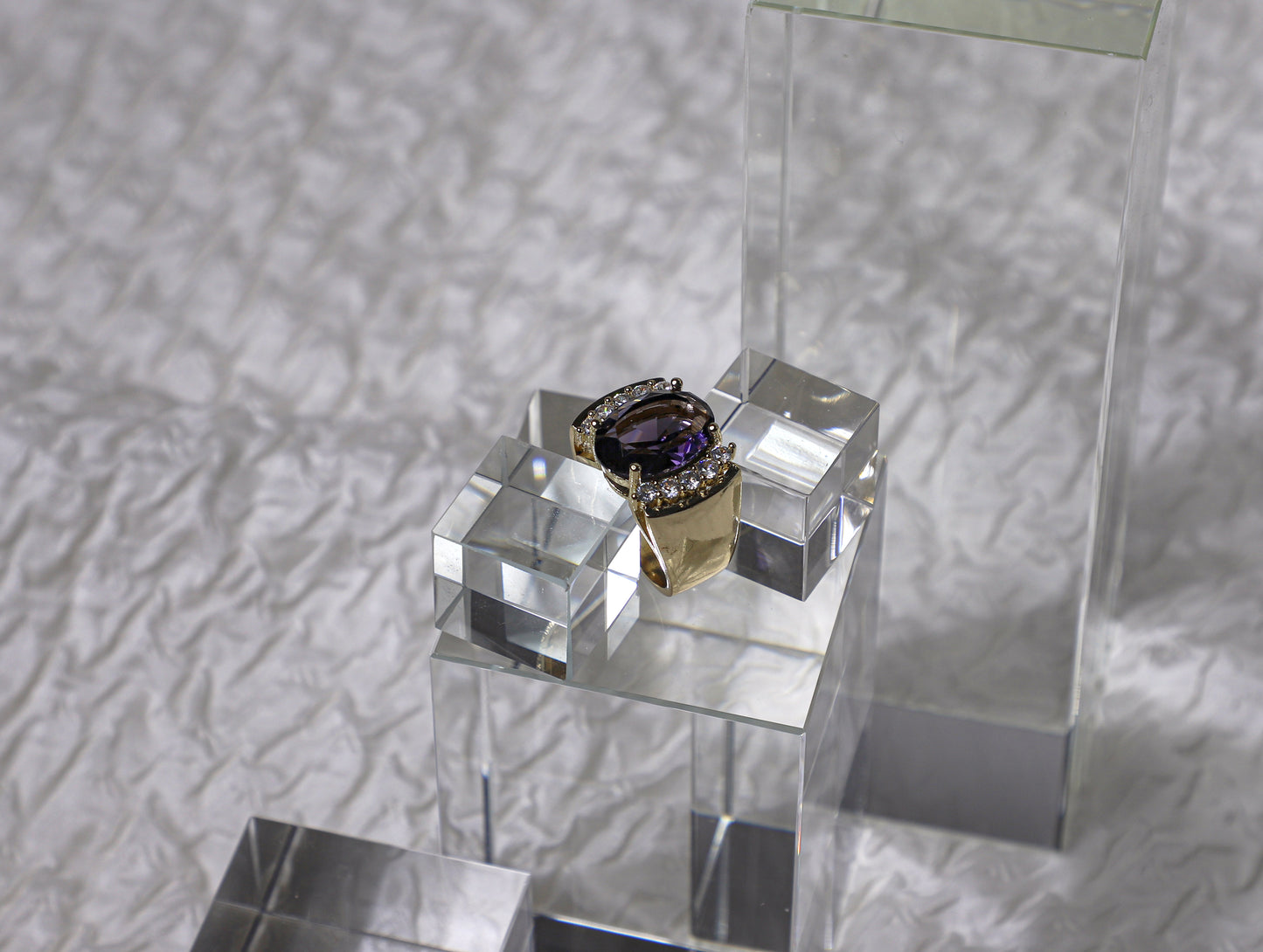 edoa Vintage Oval Amethyst Statement Ring