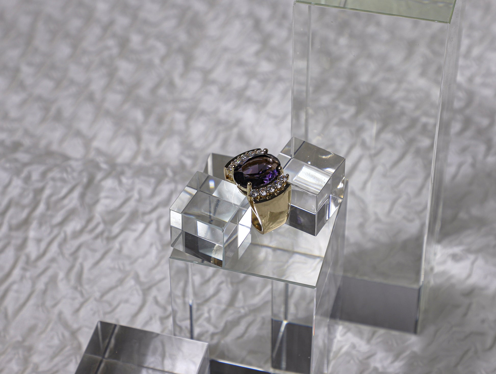 edoa Vintage Oval Amethyst Statement Ring