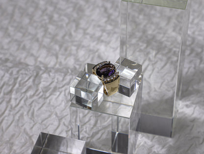 edoa Vintage Oval Amethyst Statement Ring