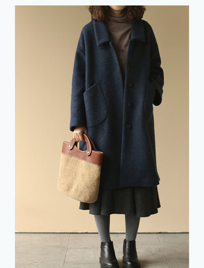 edoa Loose Boxy Boiled Wool Coat