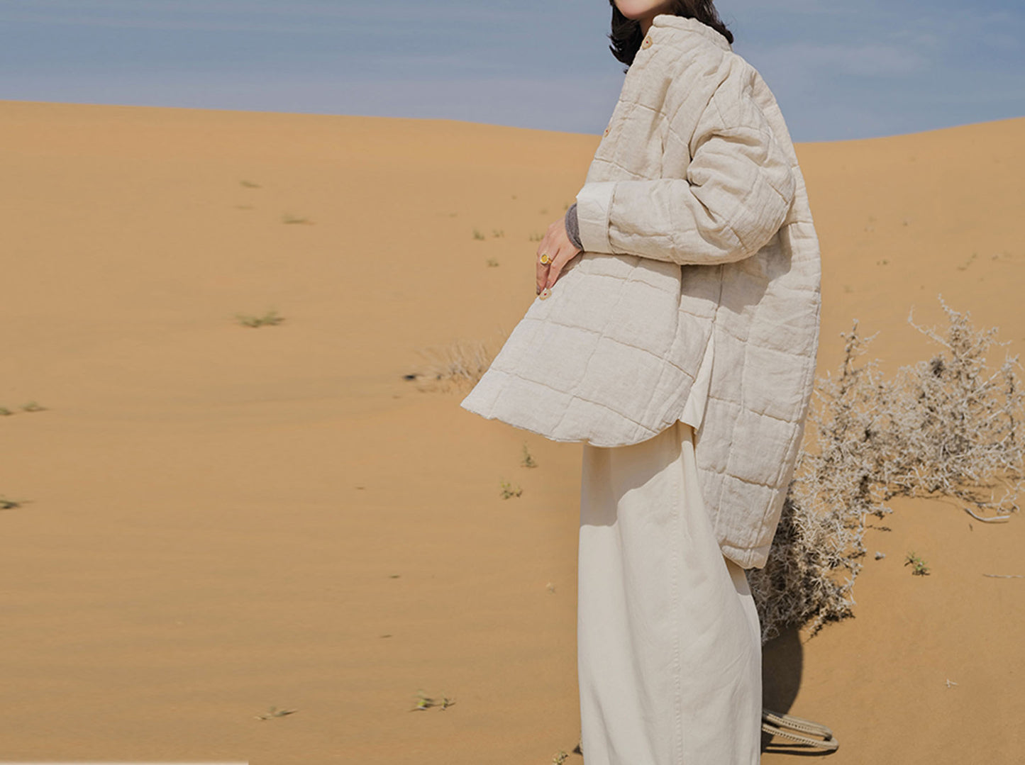 edoa Reversible Linen Down Jacket