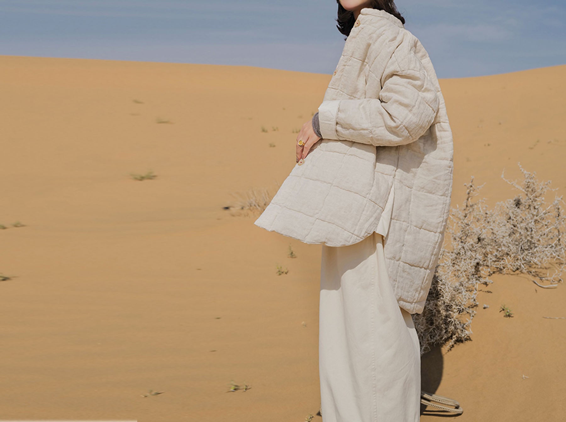 edoa Reversible Linen Down Jacket