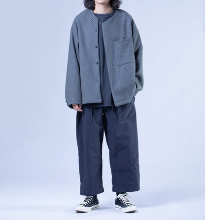 edoa Casual Loose-fit Collarless Woolen Coat