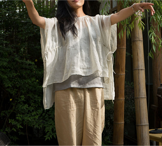 edoa High Counted Ramie Smock Tunic