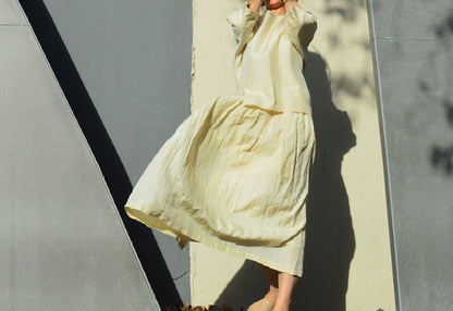 edoa Plus Size Tussah Silk Skirt 