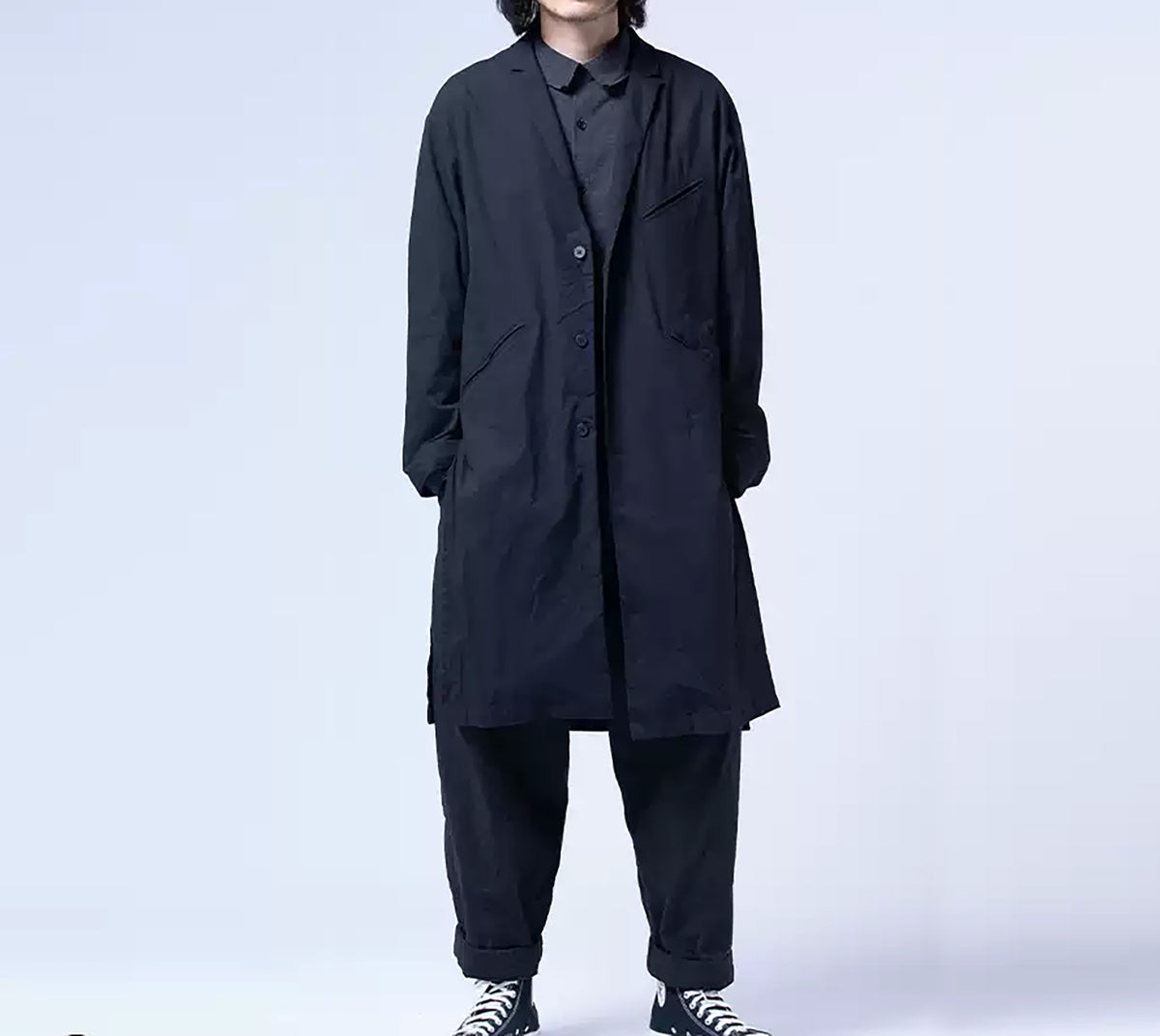 edoa Loose Men's Lightweight Stretched Cotton Minimalism Coat