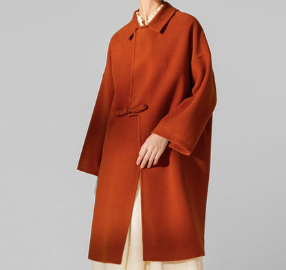 edoa Chinese Style Double-faced Wool Coat 