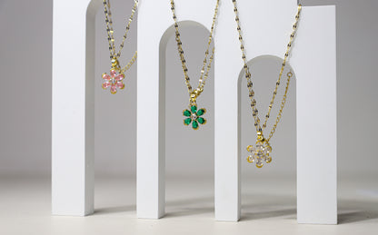 edoa Vintage Floral Birthstone Necklace