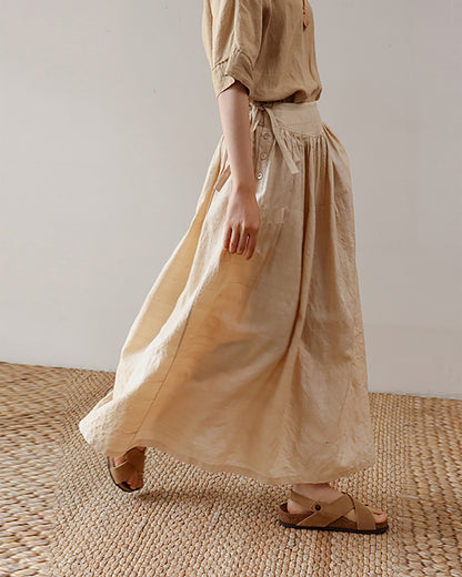 edoa Dupioni Tussah Silk A-line Skirt