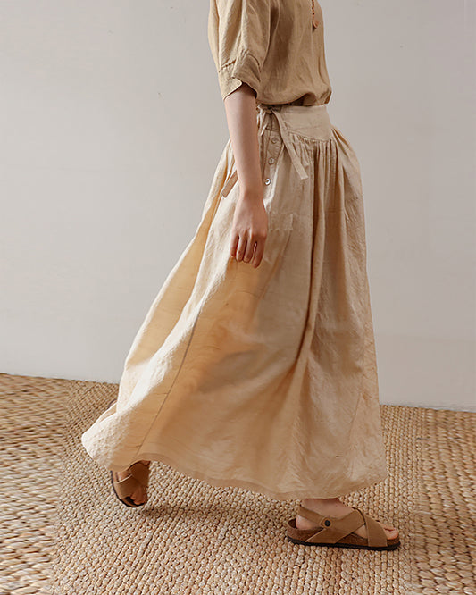 edoa Dupioni Tussah Silk A-line Skirt