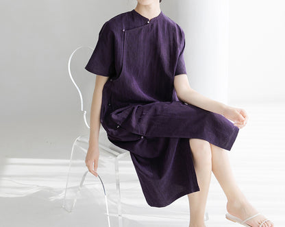 edoa Cracked Mud Silk Qipao 