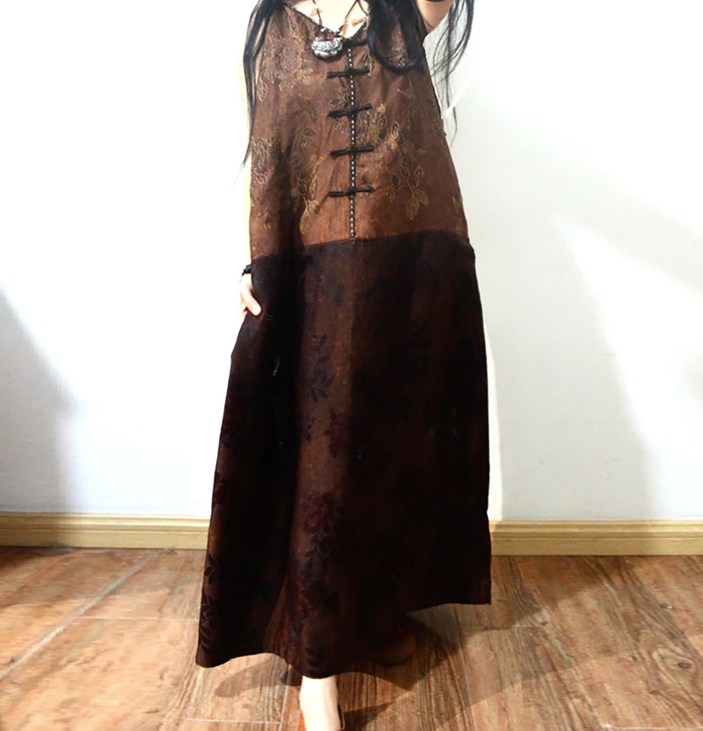 Two-tone Mud Silk Song Brocade Slip Dress dr0136 X284