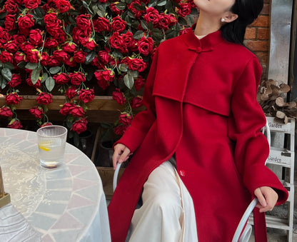 edoa Premium Double Faced Wool New Chinese Style Coat