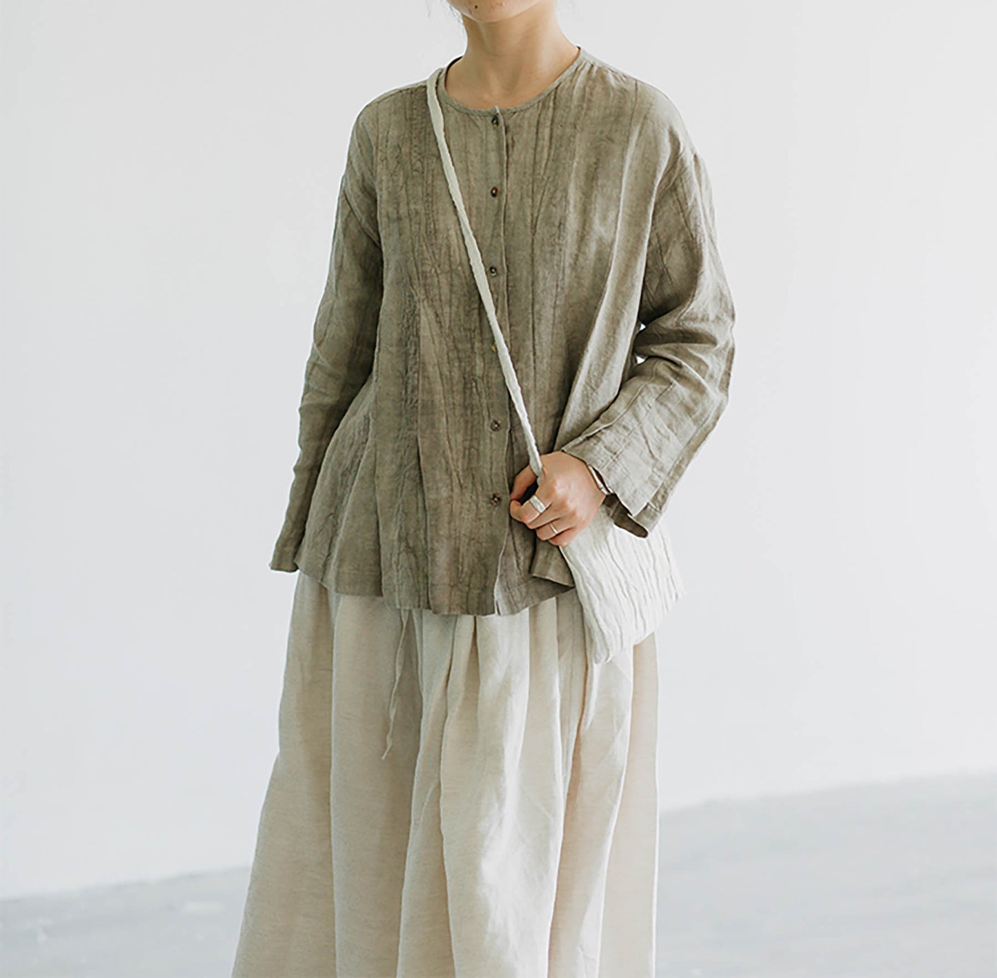 edoa Crinkled Tie Dyed Linen Pleated Shirt