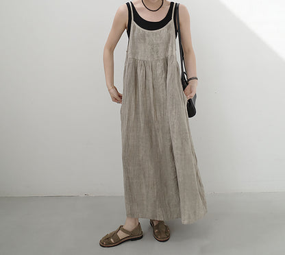 edoa Tie Dyed Linen Pinafore Dress 