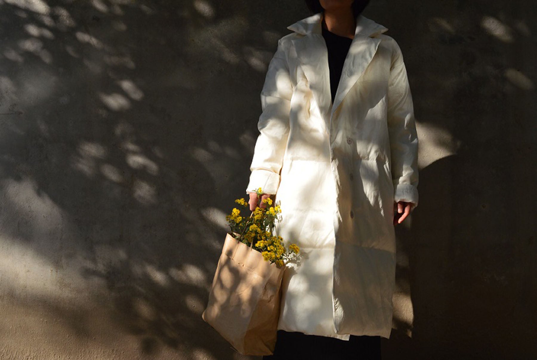 edoa Dupioni Silk Goose Down Long Coat 