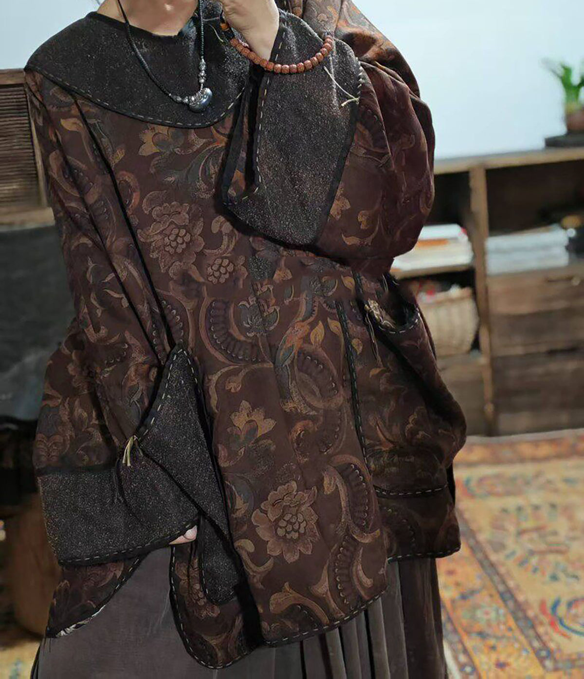 edoa Mud Silk Lined Cheongsam Top