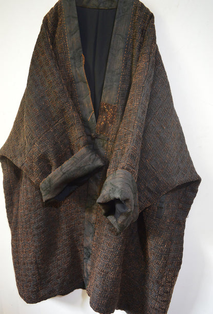 Mud Tussah Silk Tweed Kimono Coat co0242 X008