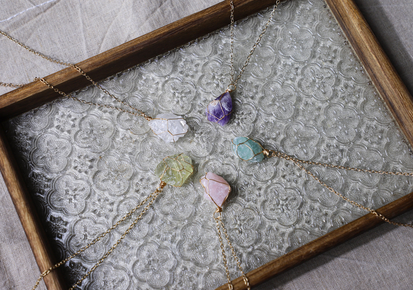 edoa Raw Crystal Wire Wrapped Necklace