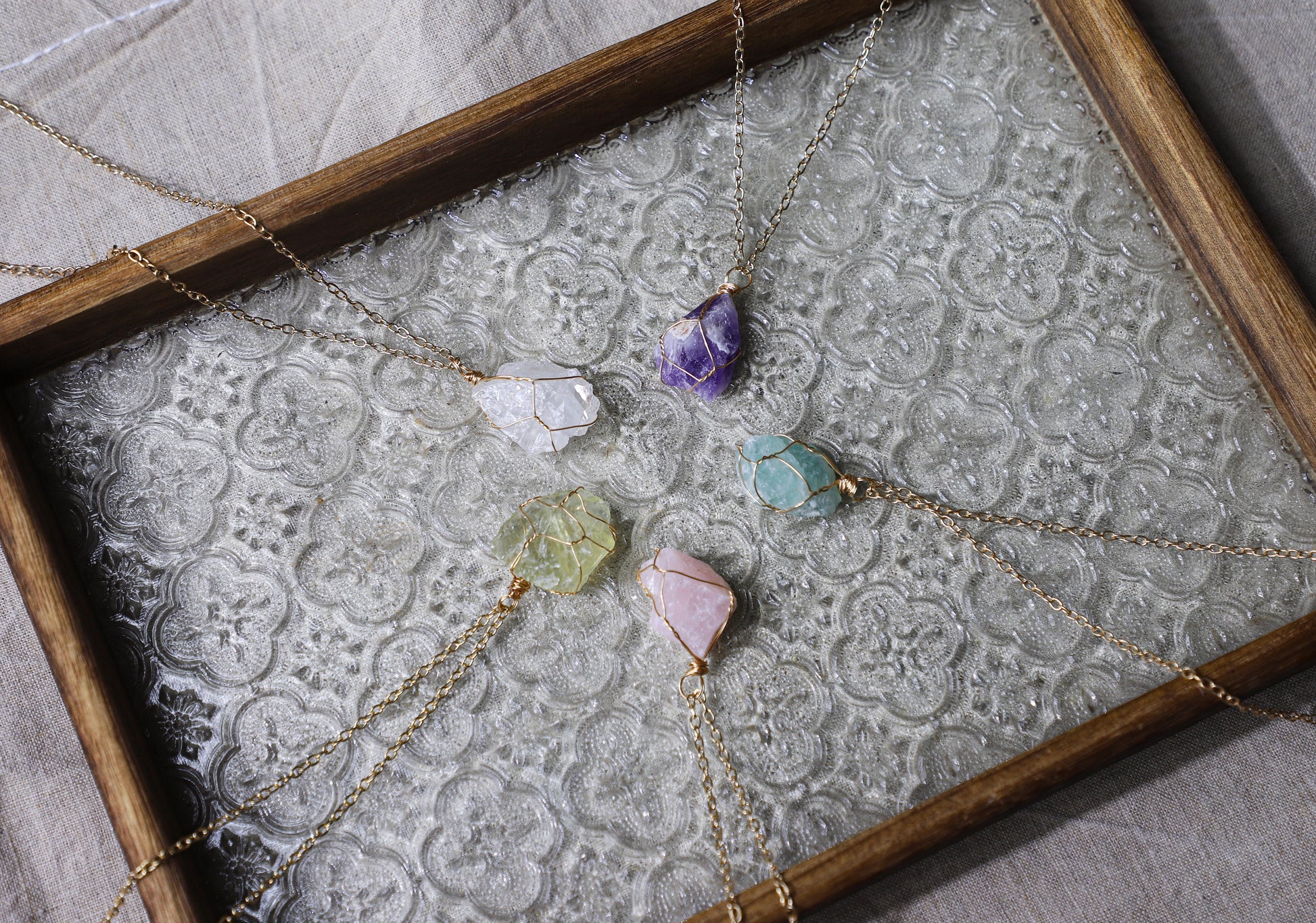 edoa Raw Crystal Wire Wrapped Necklace