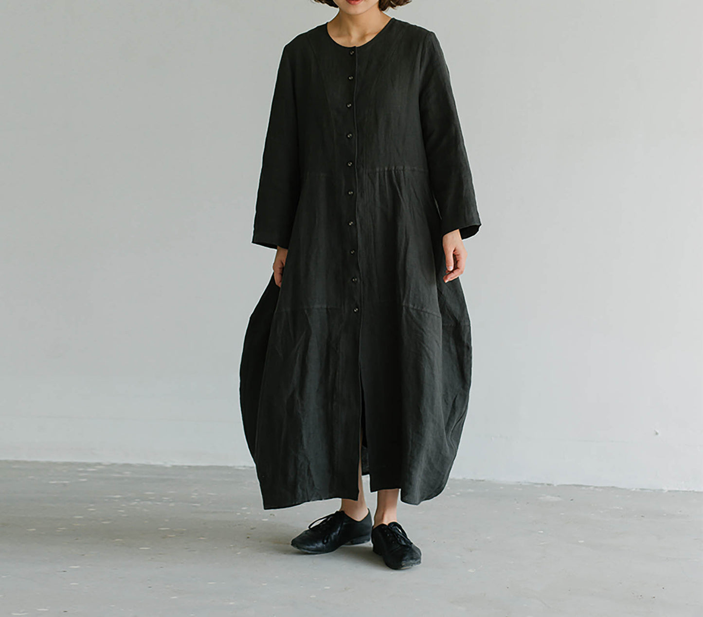 edoa Relaxed Fit Linen Cocoon Dress