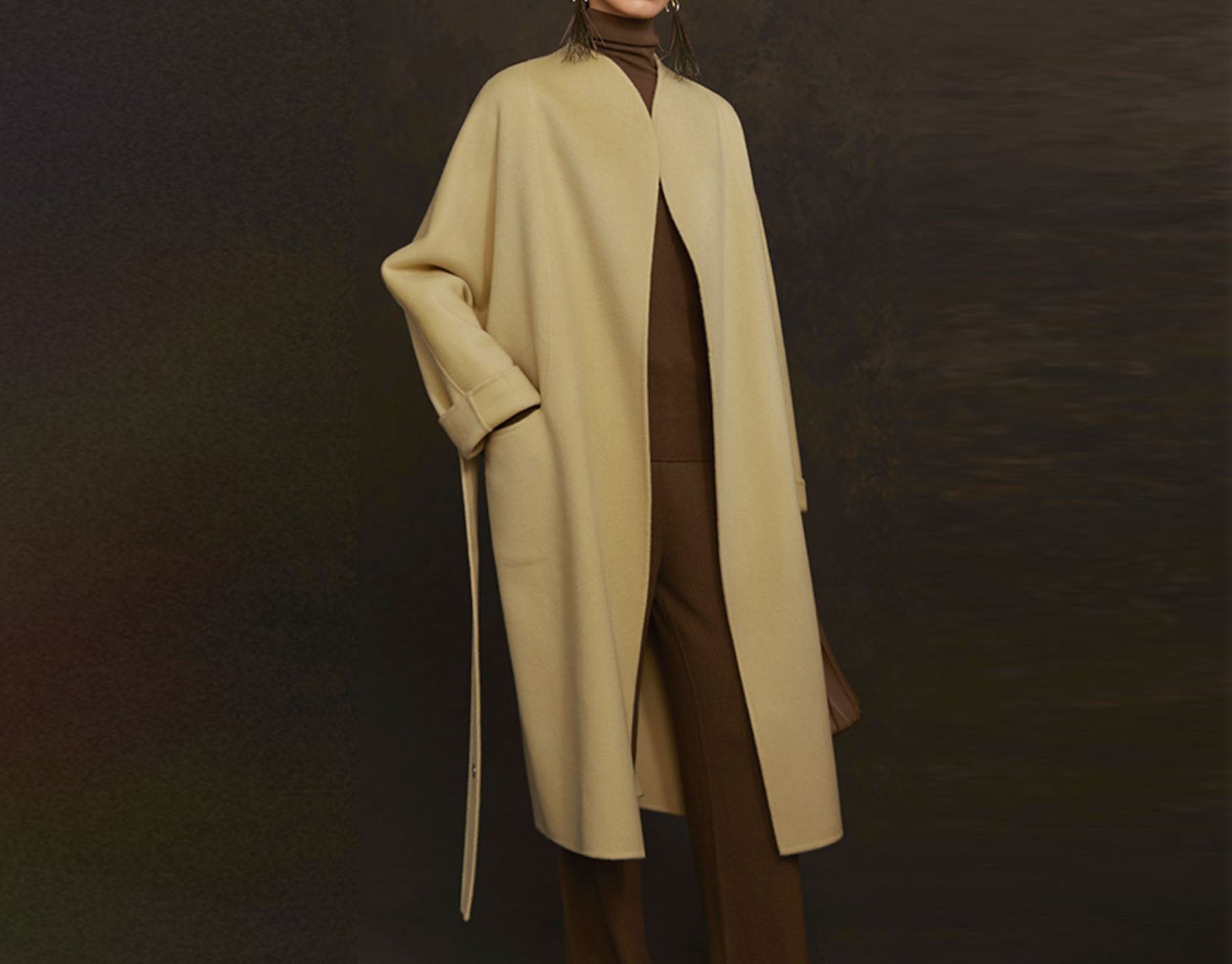 edoa Double Faced Wool Wrap Coat 