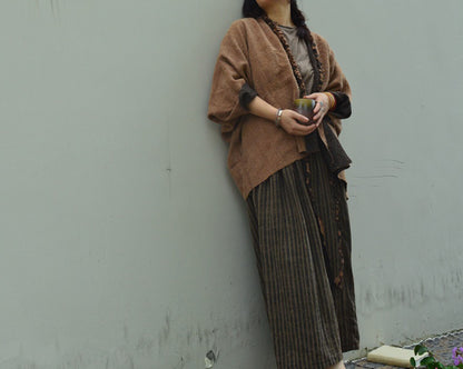 edoa Reversible Mud Tussah Silk Braided Cardigan