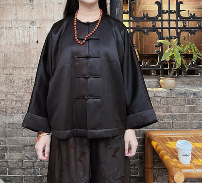 edoa Luxury Mud Silk Charmeuse Padded Chinese Jacket