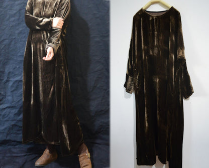 edoa Silk Velvet Long Dress