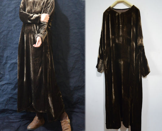 edoa Silk Velvet Long Dress