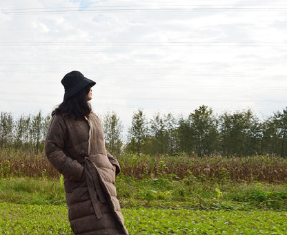 edoa Tussah Silk Winter Quilt Down Coat