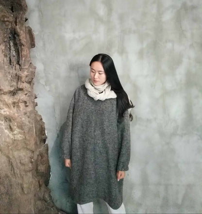 edoa Oversized Knit Wool Coat 