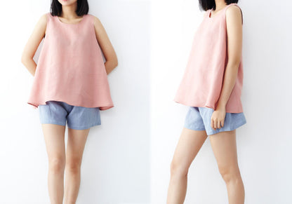 edoa Washed Ramie Trapeze Tank Top