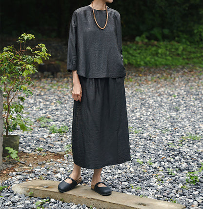 edoa Intangible Cultural Heritage Cracked Mud Silk A-line Skirt