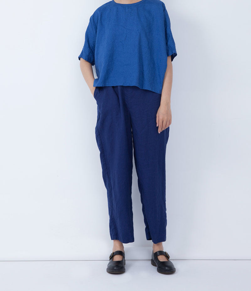 edoa Loose Fitting Linen Tapered Pants