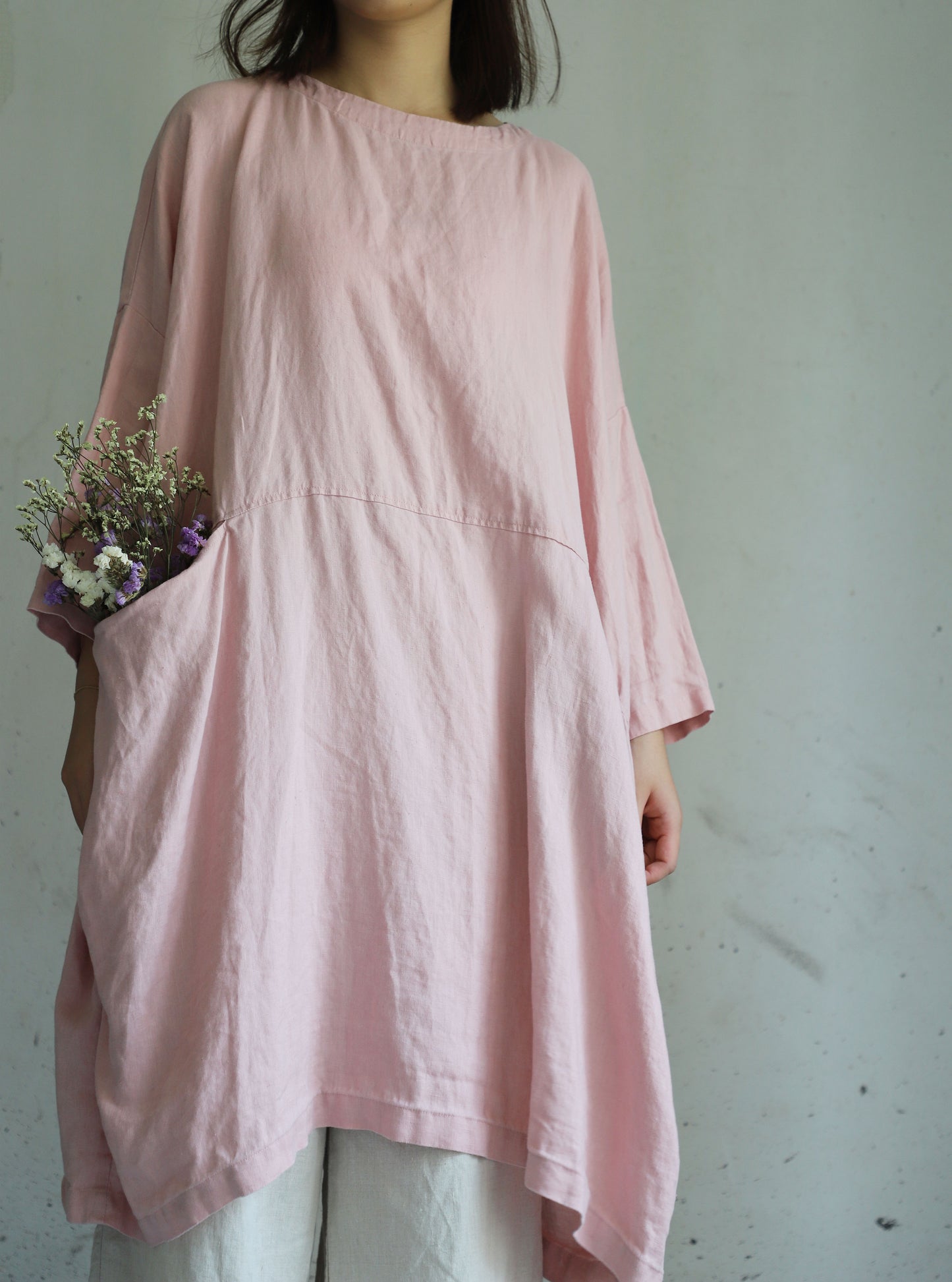 edoa Oversized Linen Smock Top Tunic