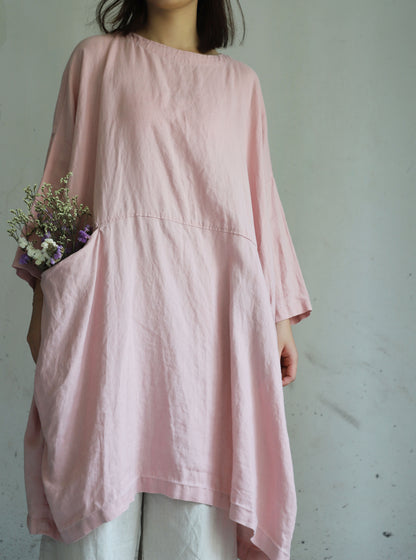 edoa Oversized Linen Smock Top Tunic