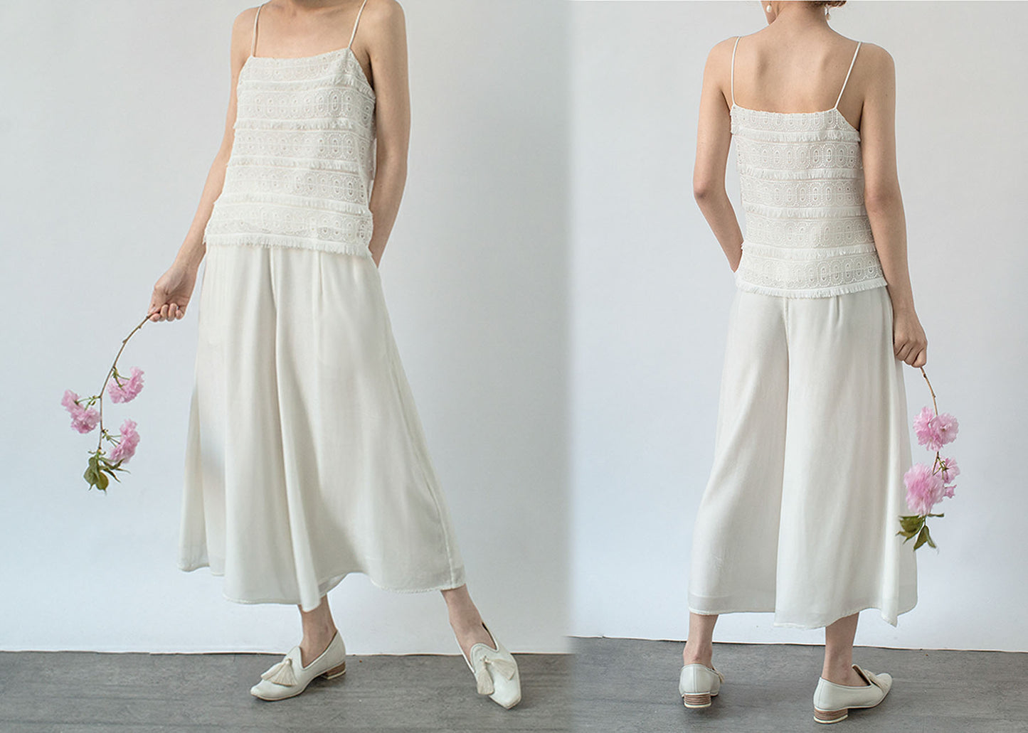 edoa Silk Velvet Wide Leg Pants