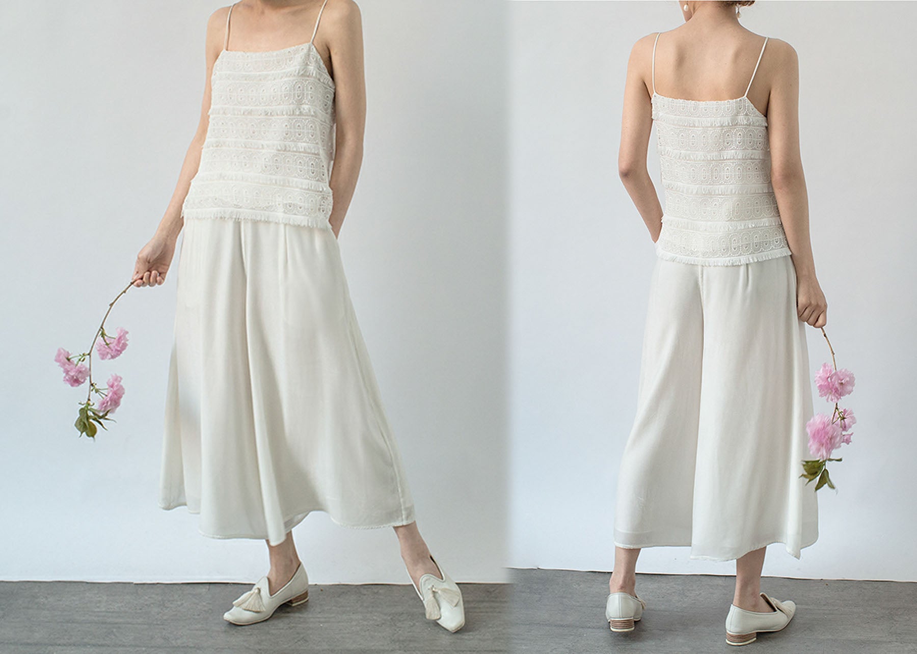 edoa Silk Velvet Wide Leg Pants