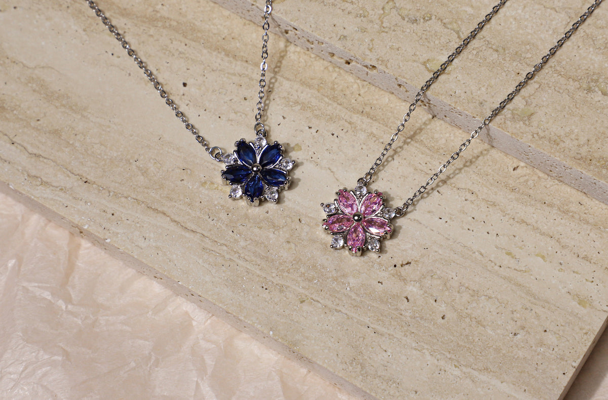 edoa Minimalist Dainty Floral Gemstone Necklace