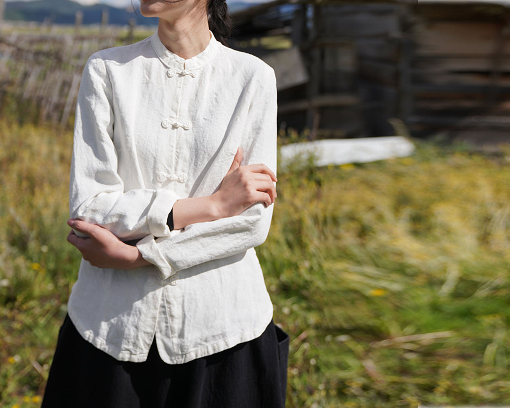 edoa Stone Washed Linen Cheongsam