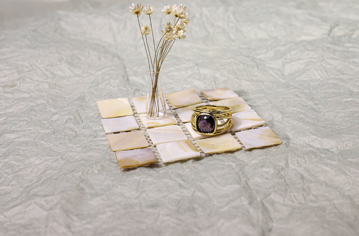 edoa Vinatge Wire Wrapping Square Amethyst Ring
